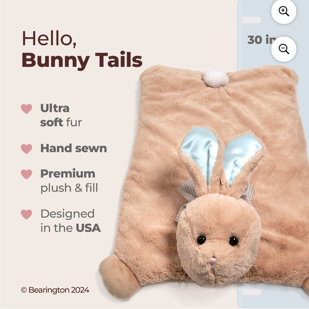 Bearington Baby Collection Soft Blue Faux Fur Bunny Rabbit Play Mat Tummy...